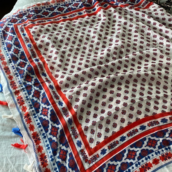 ModCloth Red White and Blue Fringe Summer Scarf, NWOT - Picture 3 of 5